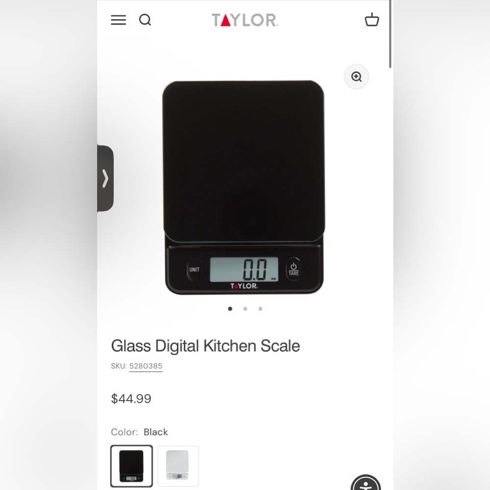 Taylor Black Glass Top Food Scale with Touch Control Buttons, 11 lb Capacity NEW
